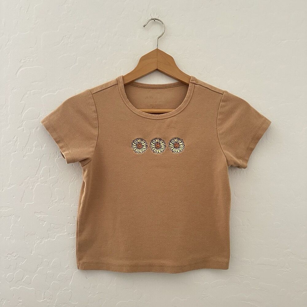 Awake Sunflower Baby Tee – Size Small – Y2K Indie Soft Girl Aesthetic